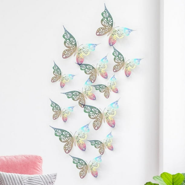 12Pcs 3D Hollow Butterfly Wall Sticker DIY Party Wedding Butterflies Home Decor